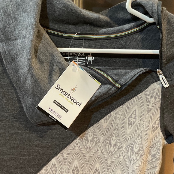 Smartwool Charcoal and Cream Patterned Top - Retail $125! - Picture 2 of 7